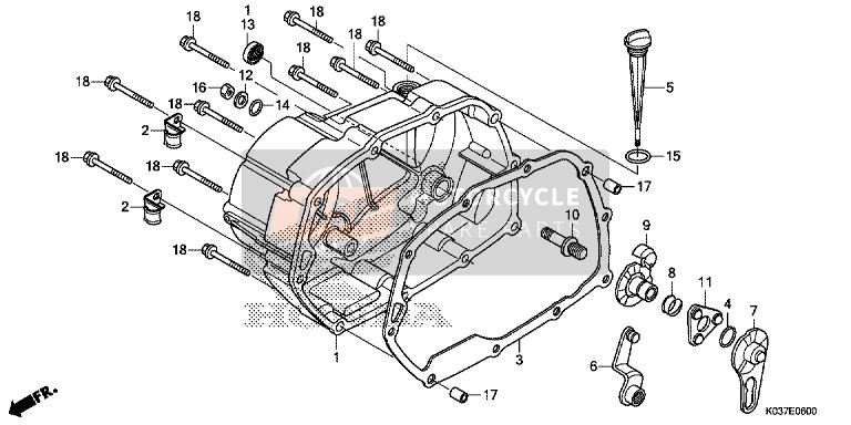 Honda AFS110CSF 2015 Rechtes Kurbelgehäuse Abdeckung für ein 2015 Honda AFS110CSF
